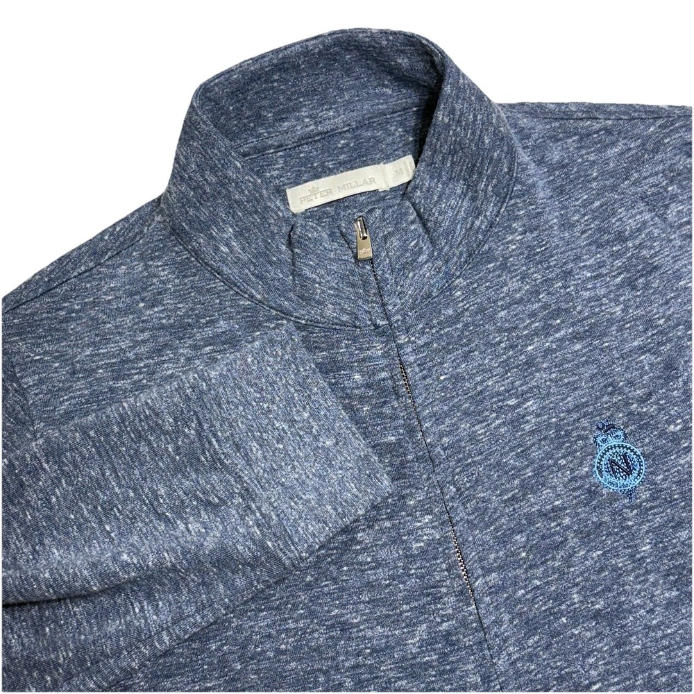 Peter Millar Blue Heather Zip-Up Sweater